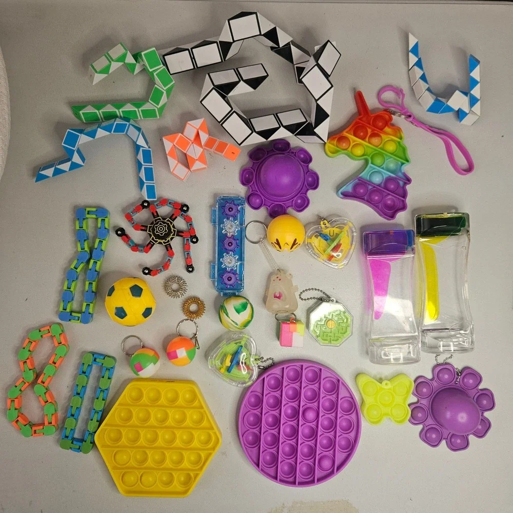 Sensory Fidget Toy Lot‎ Pop Its Snake Puzzles Liquid Motion Bubblers 30 Pieces